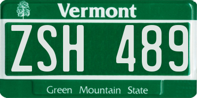 VT license plate ZSH489