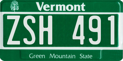 VT license plate ZSH491