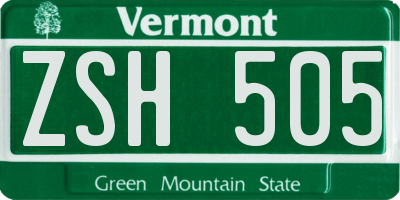 VT license plate ZSH505
