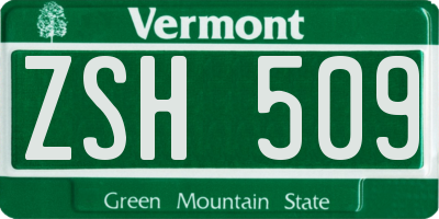 VT license plate ZSH509
