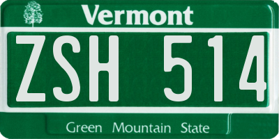 VT license plate ZSH514