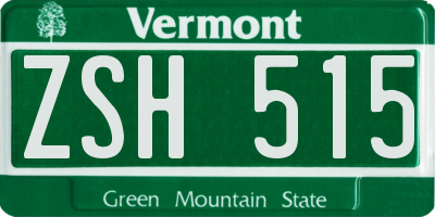 VT license plate ZSH515