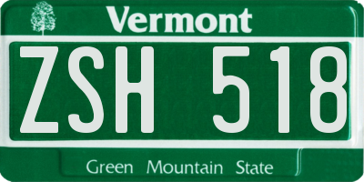 VT license plate ZSH518