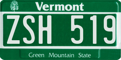 VT license plate ZSH519