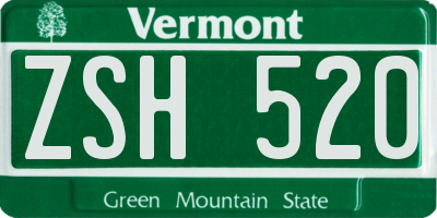 VT license plate ZSH520