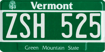 VT license plate ZSH525