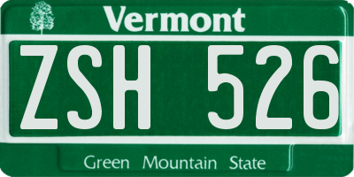 VT license plate ZSH526