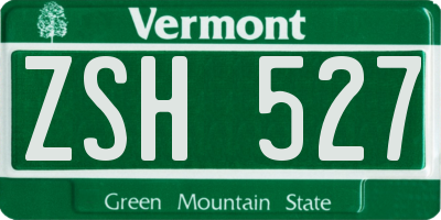 VT license plate ZSH527