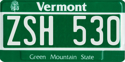 VT license plate ZSH530
