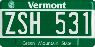 VT license plate ZSH531