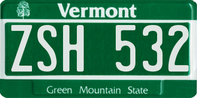 VT license plate ZSH532