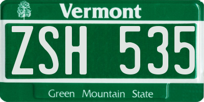 VT license plate ZSH535
