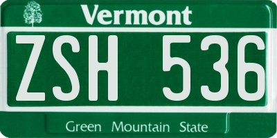 VT license plate ZSH536
