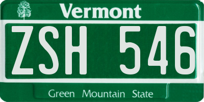 VT license plate ZSH546