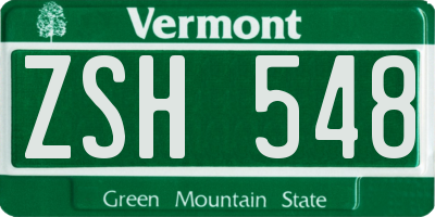 VT license plate ZSH548