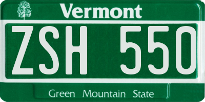 VT license plate ZSH550