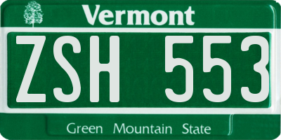 VT license plate ZSH553