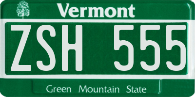 VT license plate ZSH555