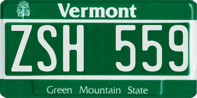 VT license plate ZSH559