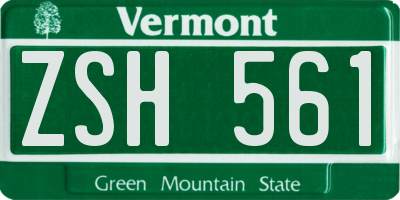 VT license plate ZSH561