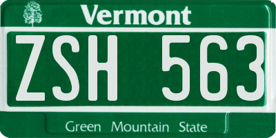 VT license plate ZSH563