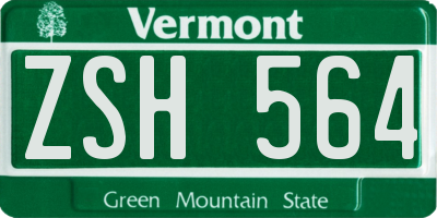 VT license plate ZSH564