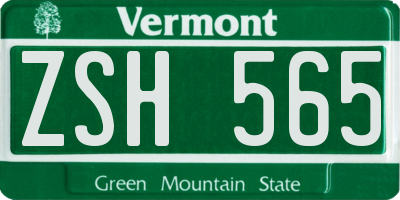 VT license plate ZSH565