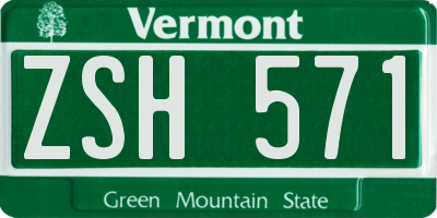 VT license plate ZSH571