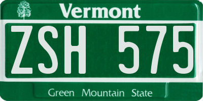 VT license plate ZSH575