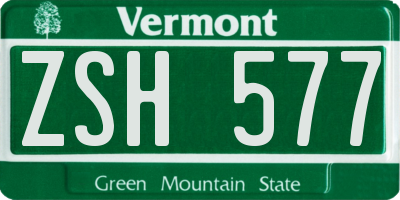 VT license plate ZSH577