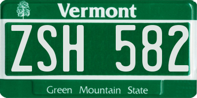 VT license plate ZSH582