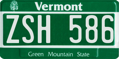 VT license plate ZSH586