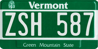 VT license plate ZSH587