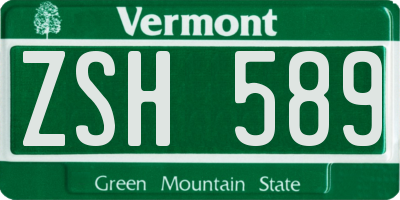 VT license plate ZSH589