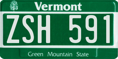 VT license plate ZSH591