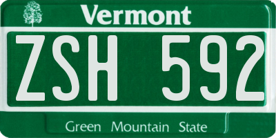 VT license plate ZSH592