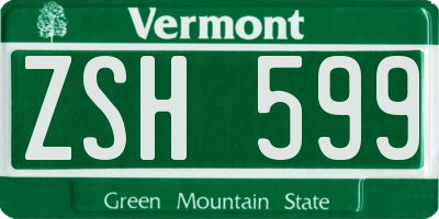 VT license plate ZSH599