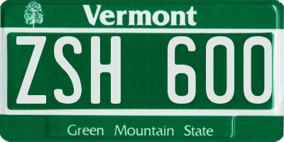 VT license plate ZSH600
