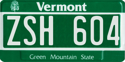 VT license plate ZSH604