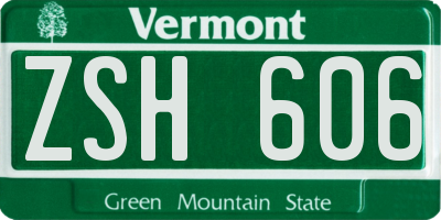 VT license plate ZSH606