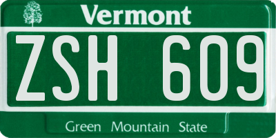 VT license plate ZSH609