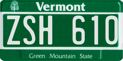 VT license plate ZSH610