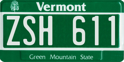 VT license plate ZSH611
