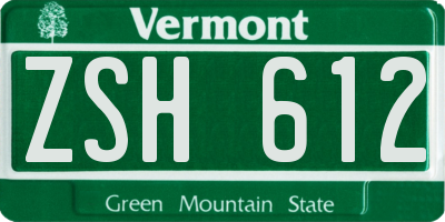 VT license plate ZSH612