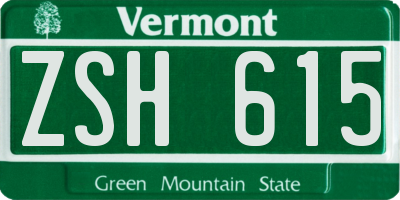 VT license plate ZSH615