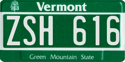 VT license plate ZSH616