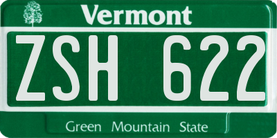 VT license plate ZSH622