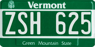 VT license plate ZSH625