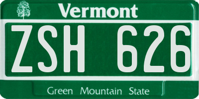 VT license plate ZSH626