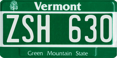 VT license plate ZSH630